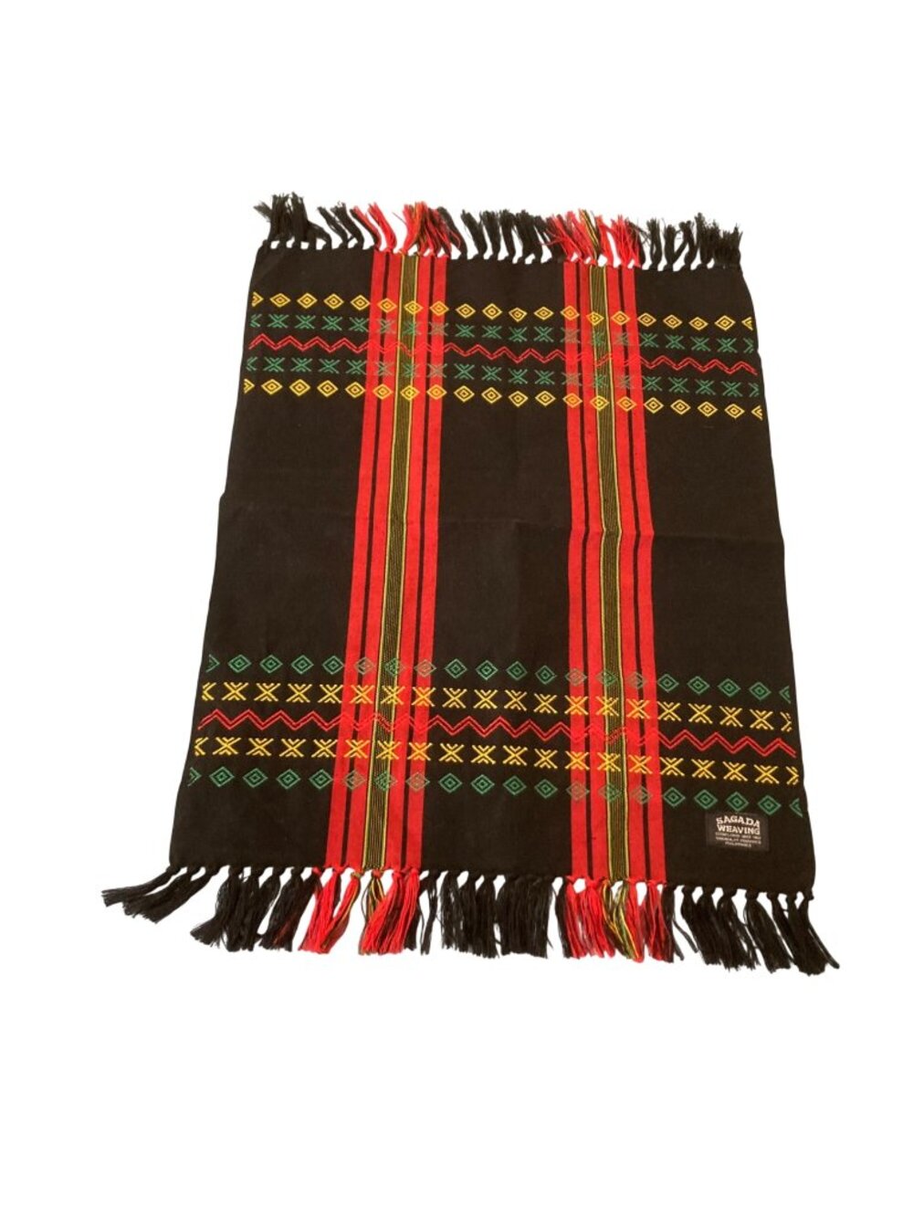 Sagada Weaving Handwoven Small Table Runner Mat With Fringe